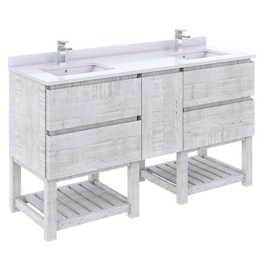 Fresca Formosa 58" Open Bottom Double Sink Bathroom Cabinet in Rustic White