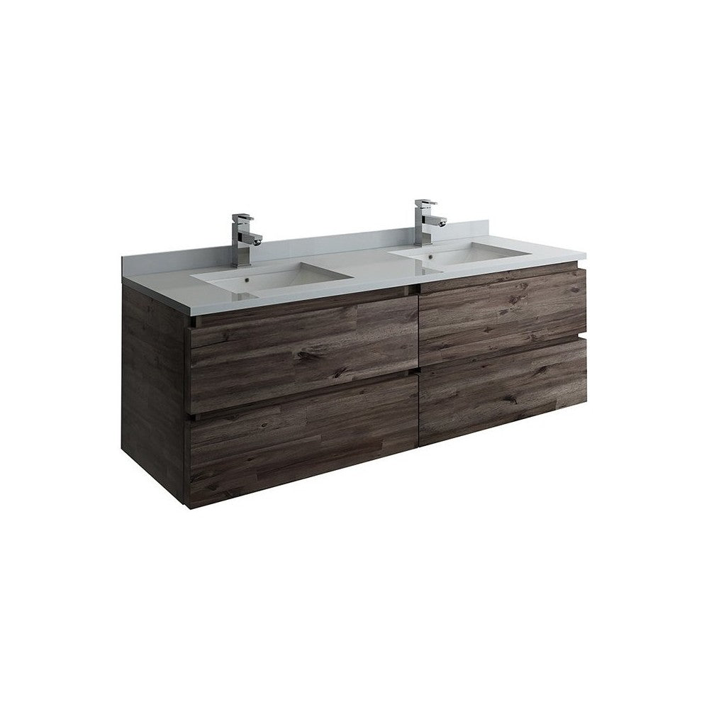 Fresca Formosa 58" Wall Hung Double Sink Modern Bathroom Cabinet, FCB31-3030ACA