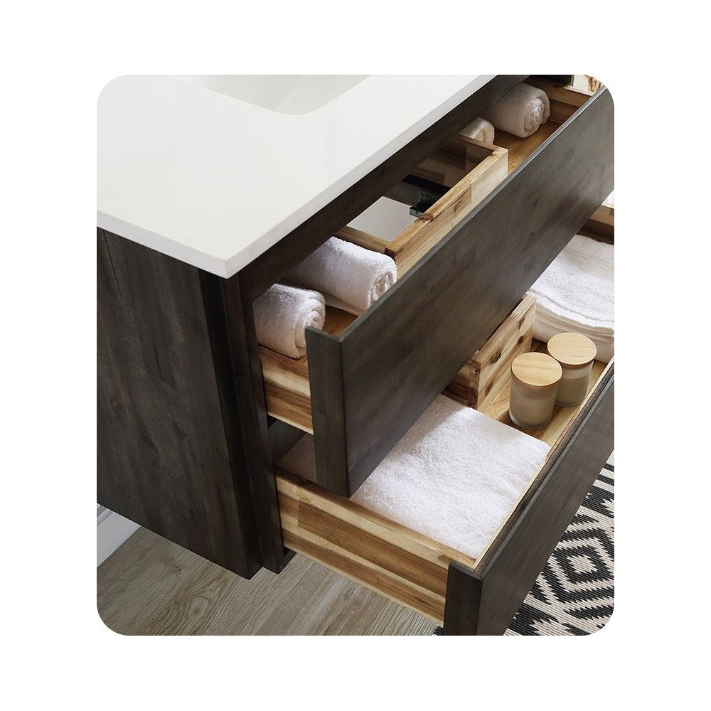 Fresca Formosa 58" Wall Hung Double Sink Modern Bathroom Cabinet, FCB31-3030ACA