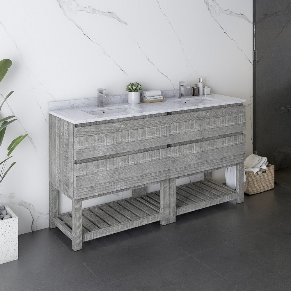 Fresca Formosa 60" Bathroom Cabinet w/ Top & Sinks in Ash