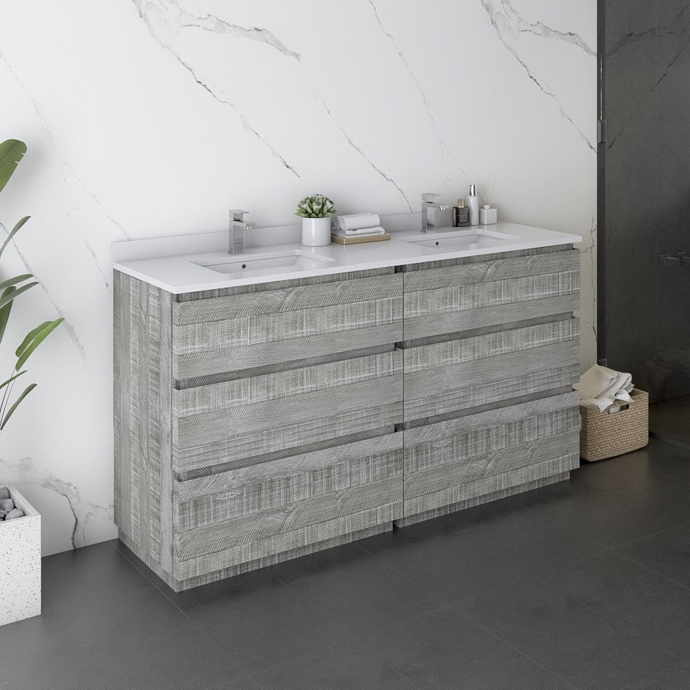 Fresca Formosa 60" Double Sink Bathroom Cabinet in Ash