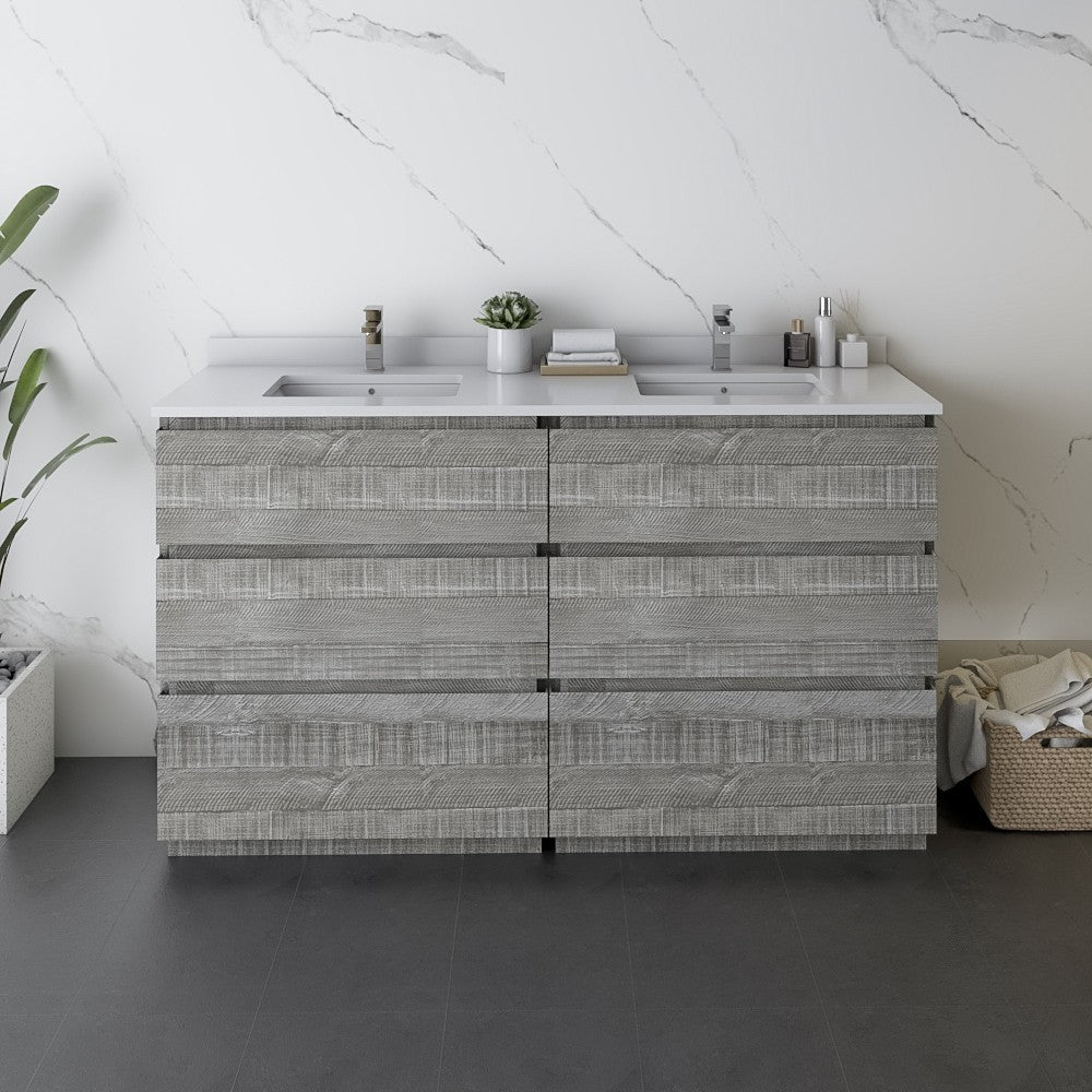 Fresca Formosa 60" Double Sink Bathroom Cabinet in Ash