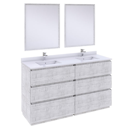 Fresca Formosa 60" Floor Standing Bathroom Vanity in Rustic White