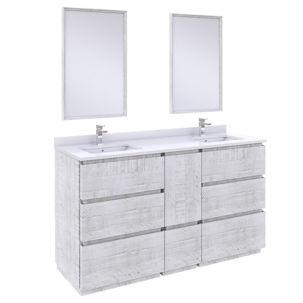 Fresca Formosa 60" Floor Standing Double Sink Bathroom Vanity in Rustic White