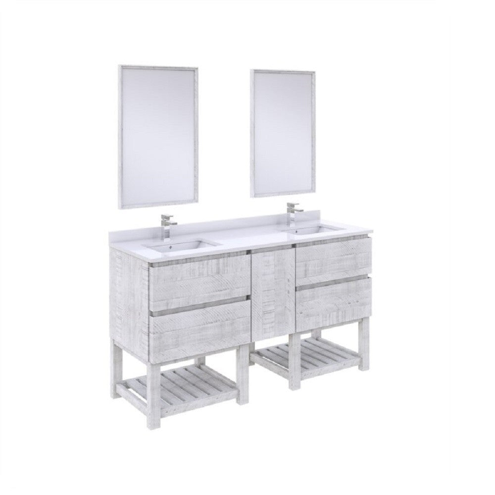 Fresca Formosa 60" Floor Standing Double Sink Modern Bathroom Vanity in White