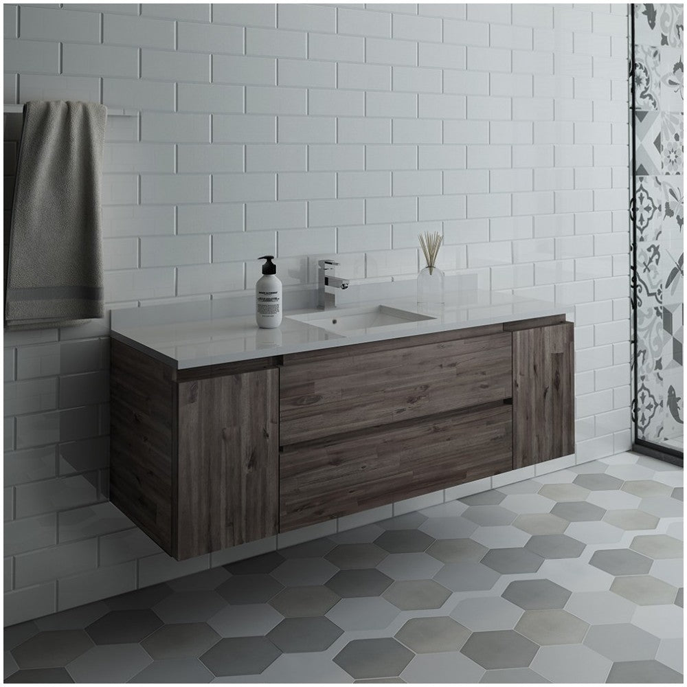 Fresca Formosa 60" Wall Hung Single Sink Modern Bathroom Cabinet w/ Top & Sink