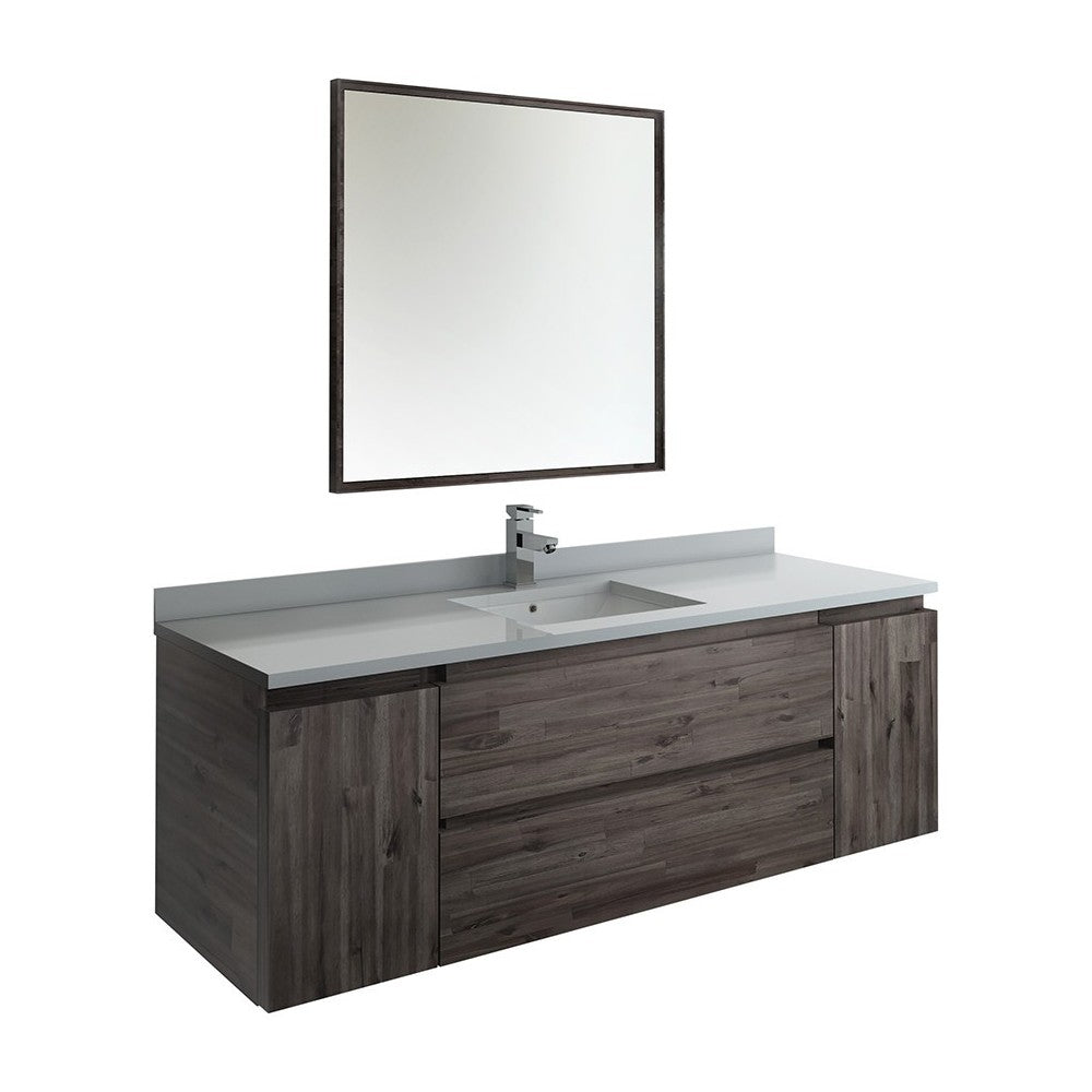 Fresca Formosa 60" Wall Hung Single Sink Modern Bathroom Vanity w/ Mirror