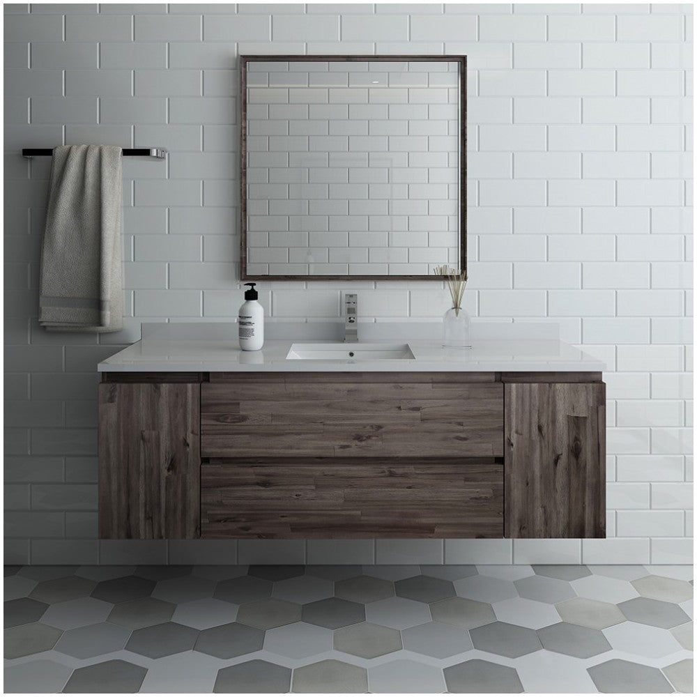 Fresca Formosa 60" Wall Hung Single Sink Modern Bathroom Vanity w/ Mirror