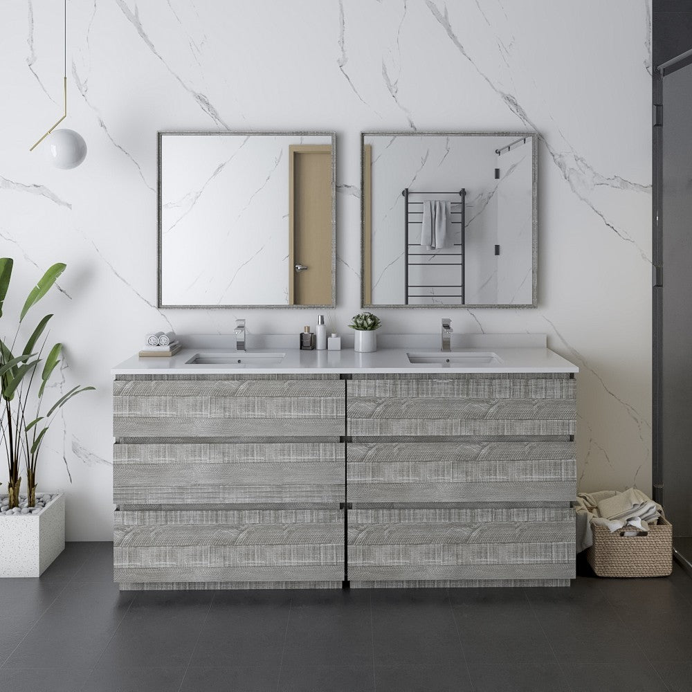 Fresca Formosa 72" Double Sink Bathroom Cabinet in Ash