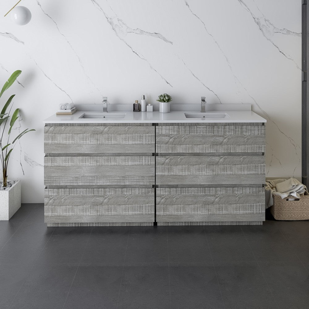 Fresca Formosa 72" Double Sink Bathroom Cabinet in Ash