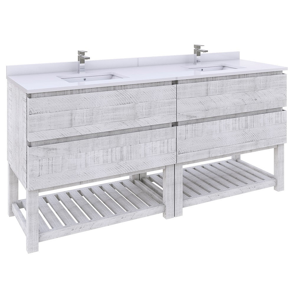 Fresca Formosa 72" Double Sink Bathroom Cabinet w/ Top & Sinks in White