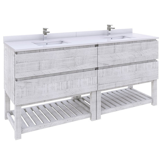 Fresca Formosa 72" Double Sink Bathroom Cabinet w/ Top & Sinks in White