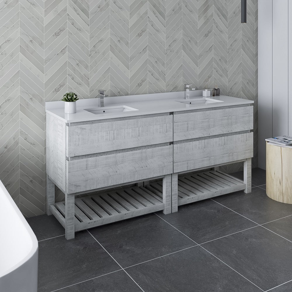Fresca Formosa 72" Double Sink Bathroom Cabinet w/ Top & Sinks in White