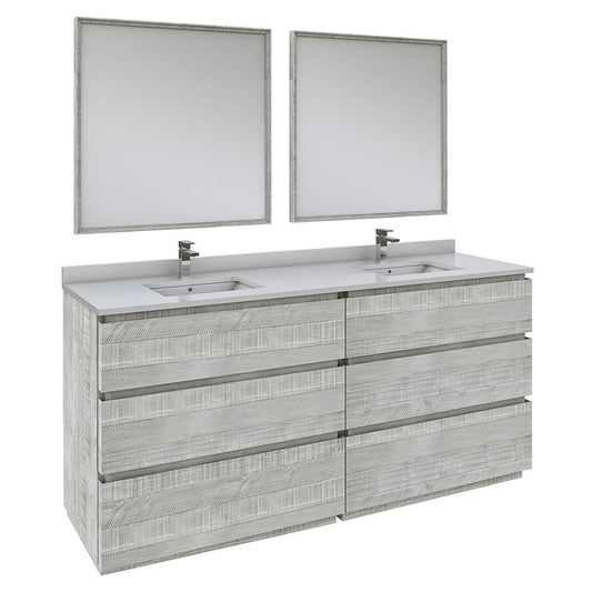 Fresca Formosa 72" Floor Standing Double Sink Bathroom Vanity w/ Mirrors in Ash