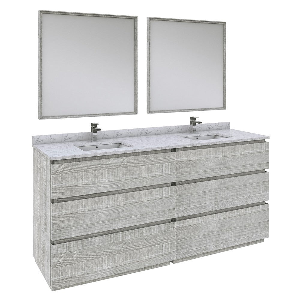 Fresca Formosa 72" Floor Standing Double Sink Bathroom Vanity w/ Mirrors in Ash