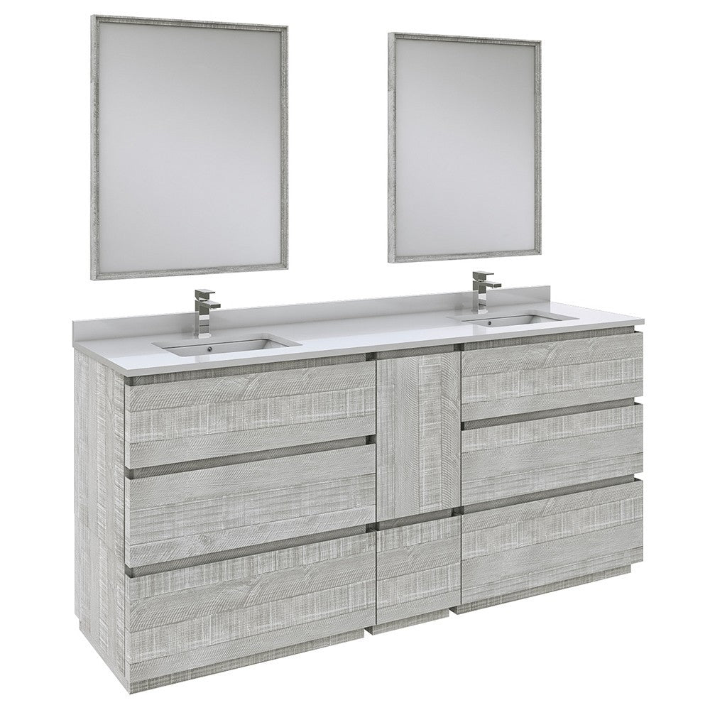 Fresca Formosa 72" Floor Standing Double Sink Modern Bathroom Vanity in Ash