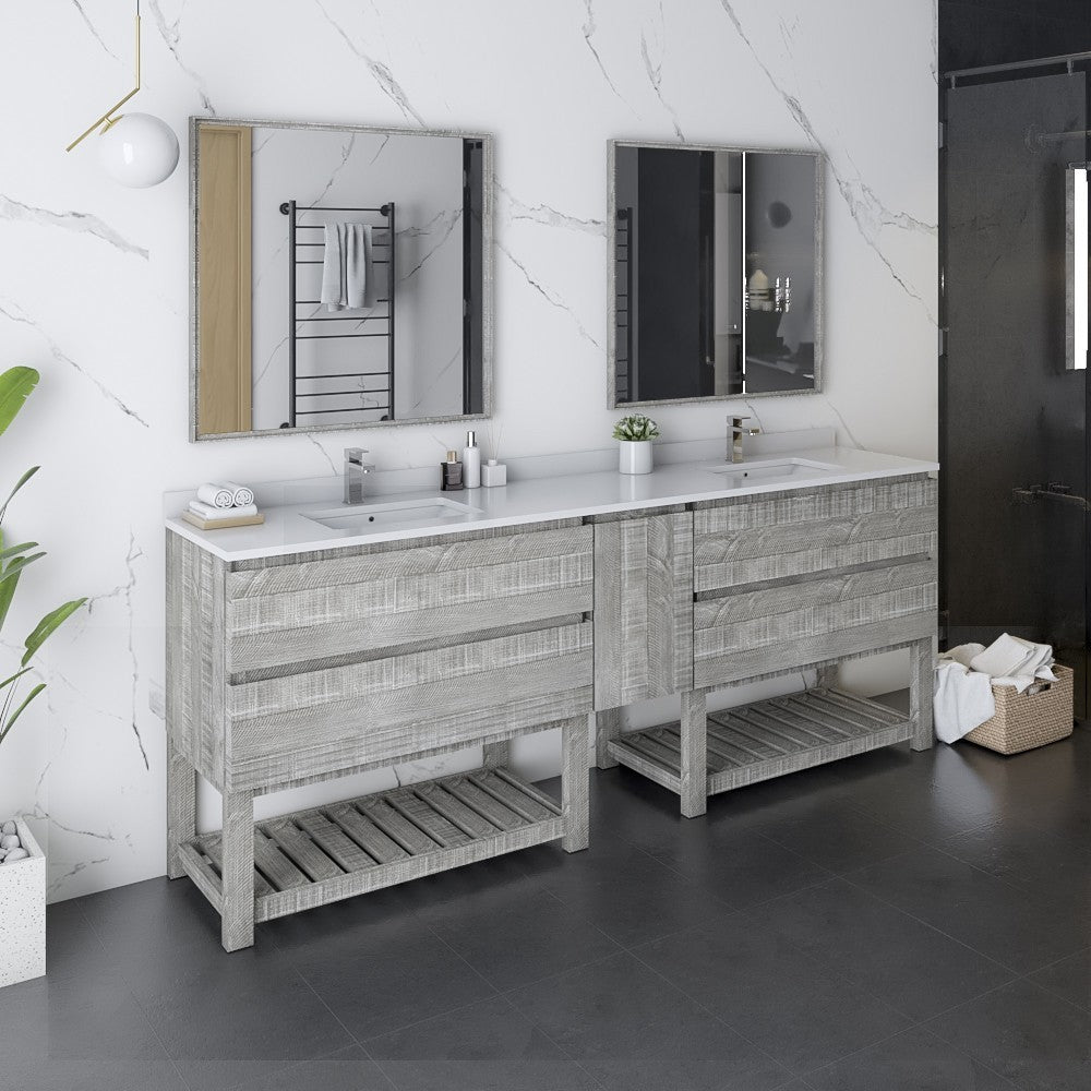 Fresca Formosa 84" Double Sink Bathroom Cabinet in Ash