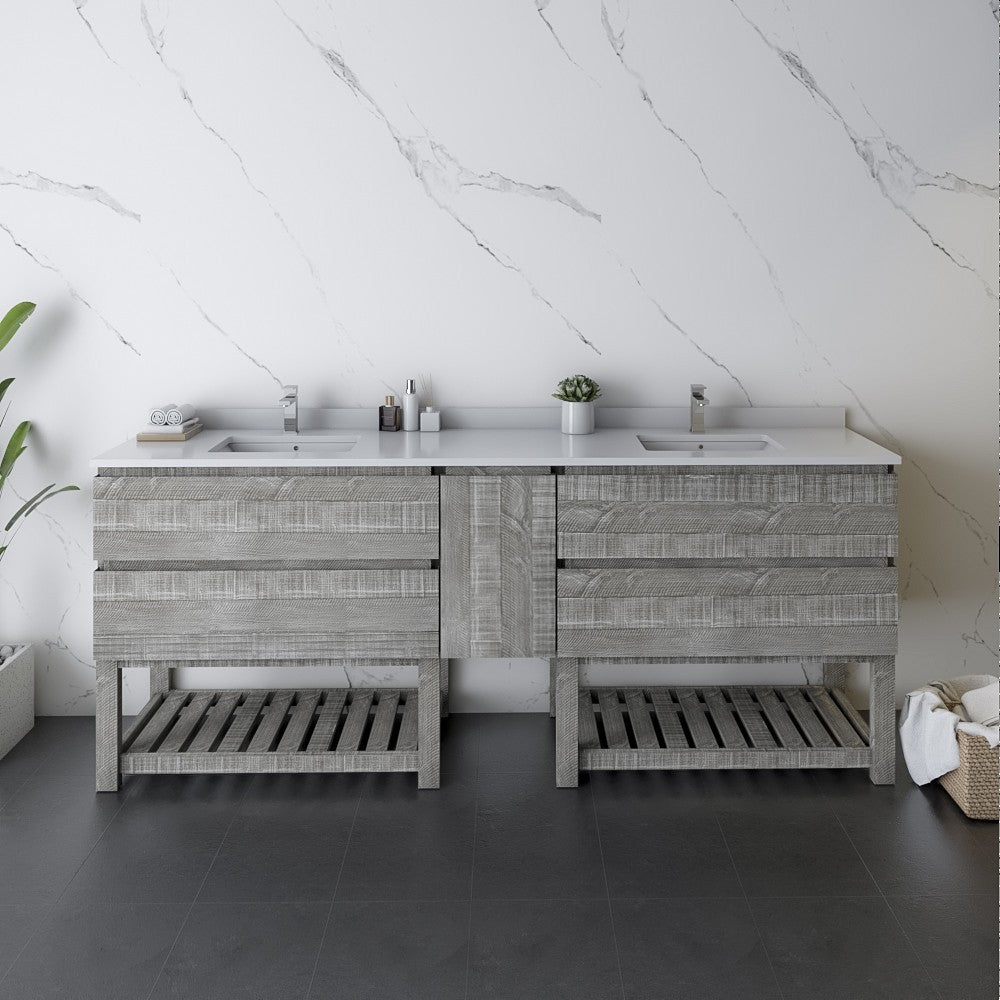 Fresca Formosa 84" Double Sink Bathroom Cabinet in Ash