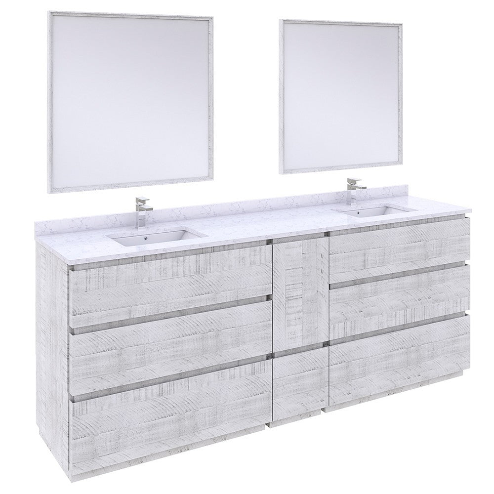 Fresca Formosa 84" Floor Standing Double Sink Bathroom Vanity in Rustic White