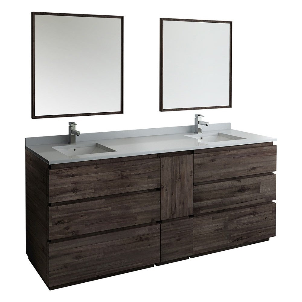 Fresca Formosa 84" Floor Standing Double Sink Modern Bathroom Vanity w/ Mirrors