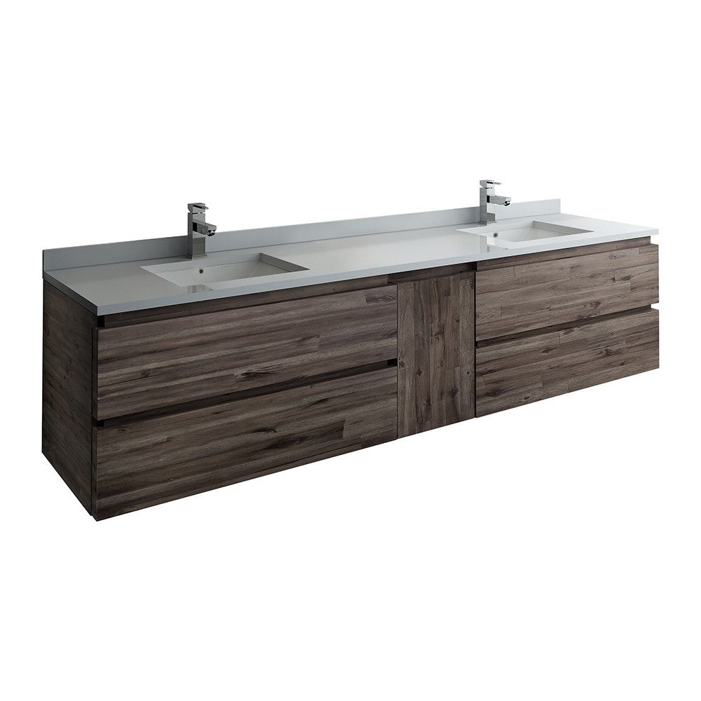 Fresca Formosa 84" Wall Hung Double Sink Modern Bathroom Cabinet w/ Top & Sinks