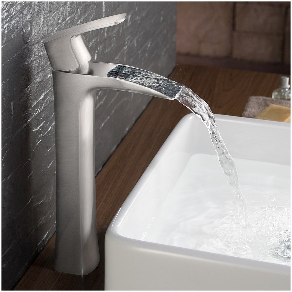 Fresca Fortore Single Hole Vessel Mount Bathroom Vanity Faucet - Brushed Nickel