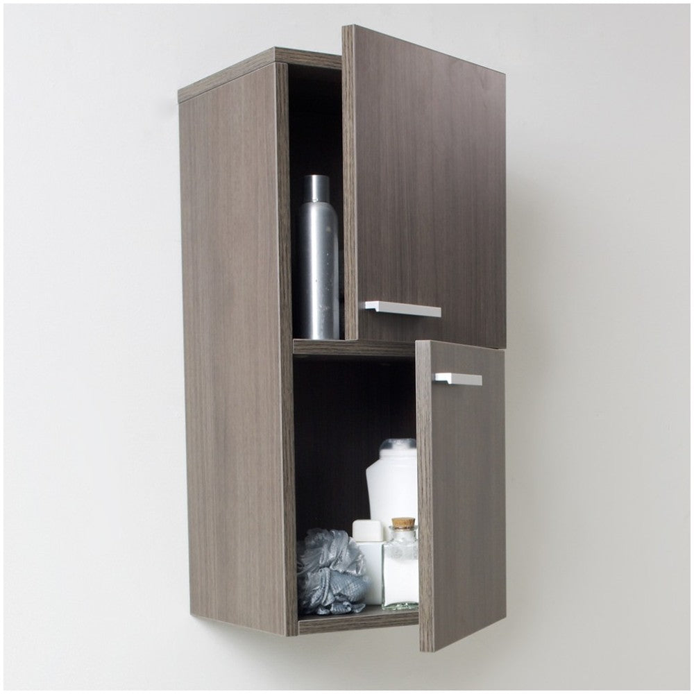 Fresca Gray Oak Bathroom Linen Side Cabinet w/ 2 Storage Areas