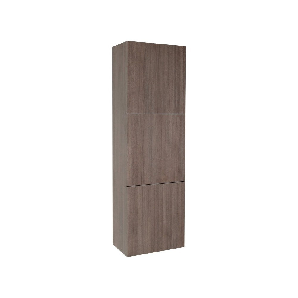 Fresca Gray Oak Bathroom Linen Side Cabinet w/ 3 Large Storage Areas