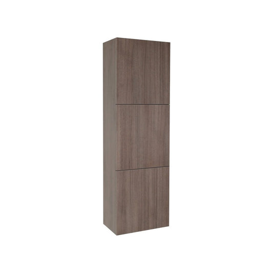 Fresca Gray Oak Bathroom Linen Side Cabinet w/ 3 Large Storage Areas
