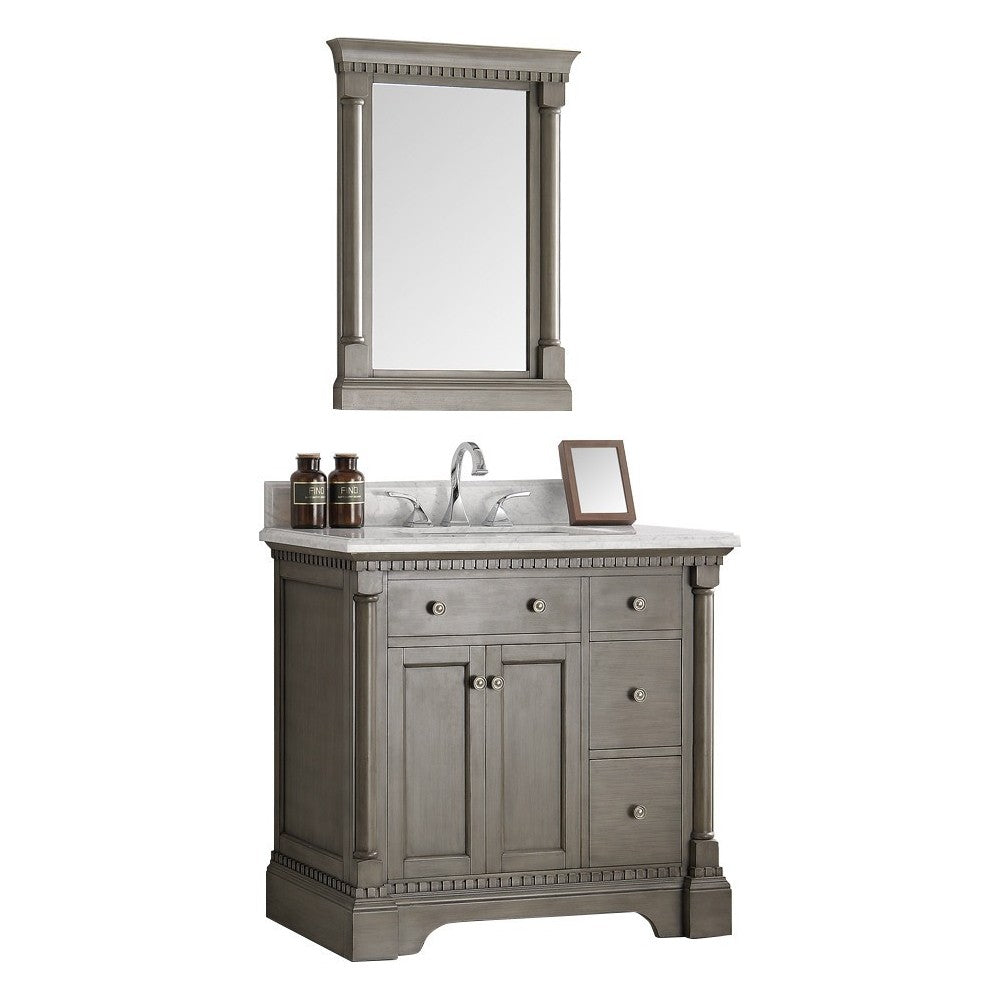 Fresca Kingston 37" Antique Silver Traditional Bathroom Vanity w/ Mirror