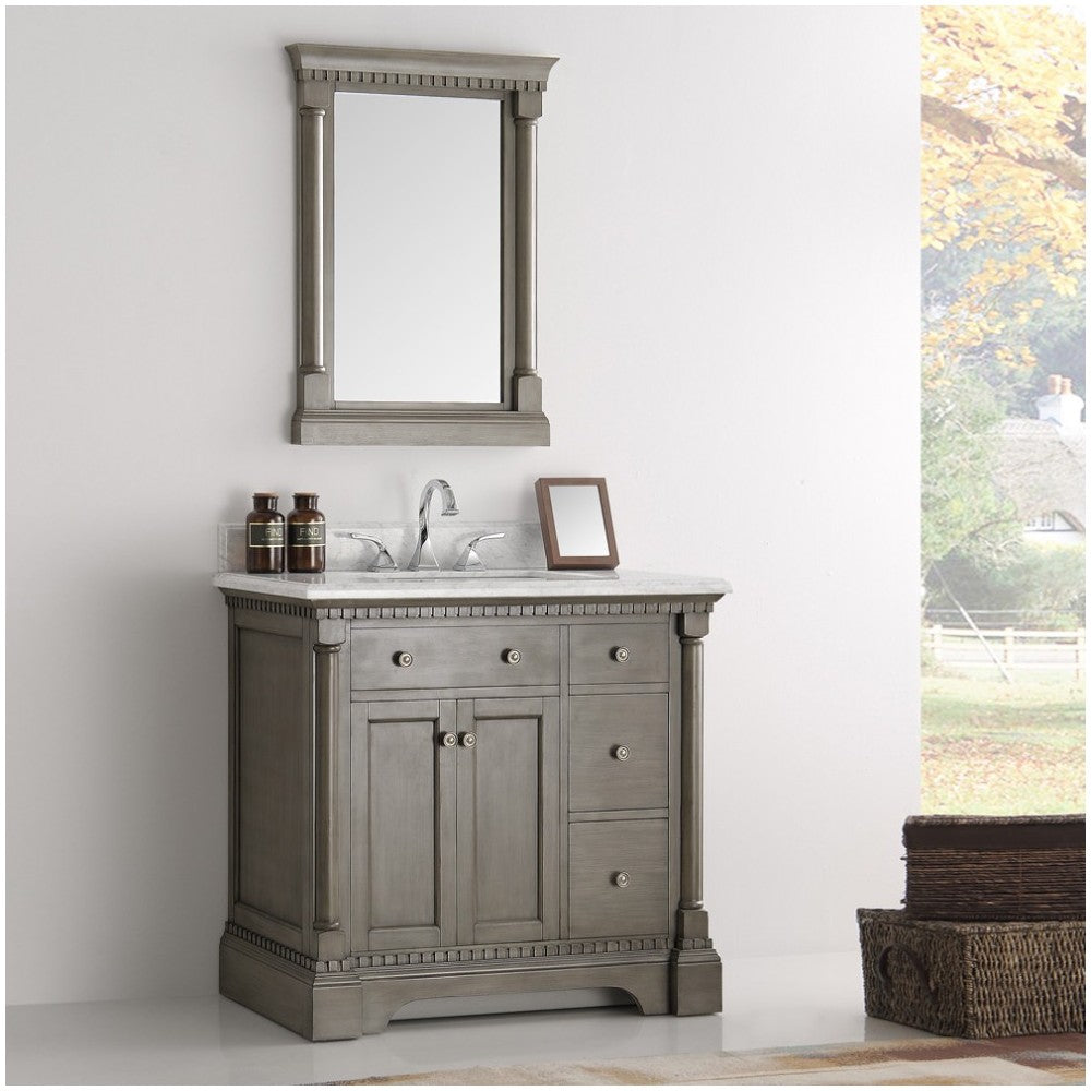 Fresca Kingston 37" Antique Silver Traditional Bathroom Vanity w/ Mirror