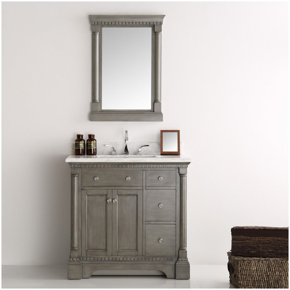 Fresca Kingston 37" Antique Silver Traditional Bathroom Vanity w/ Mirror