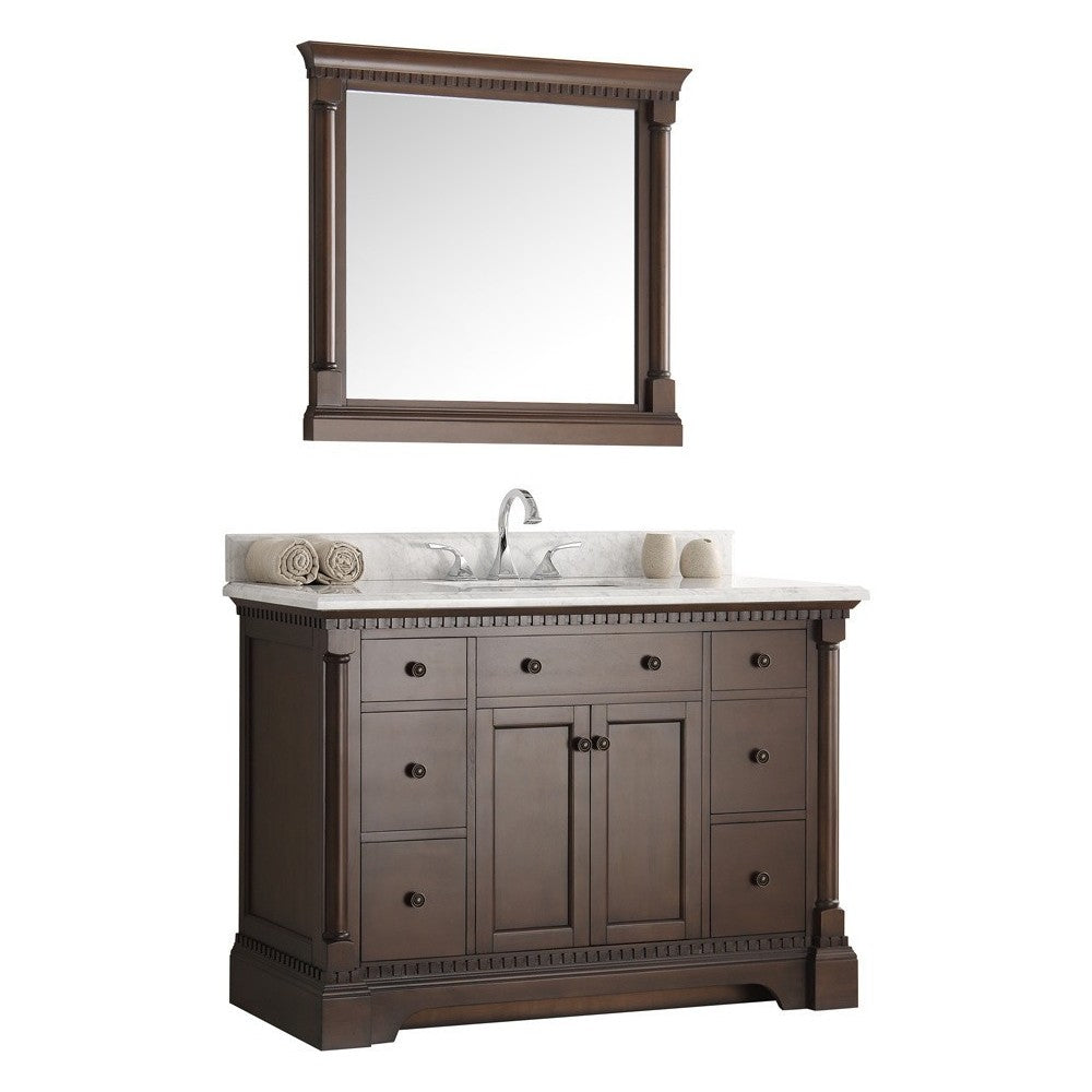 Fresca Kingston 49" Antique Coffee Traditional Bathroom Vanity w/ Mirror