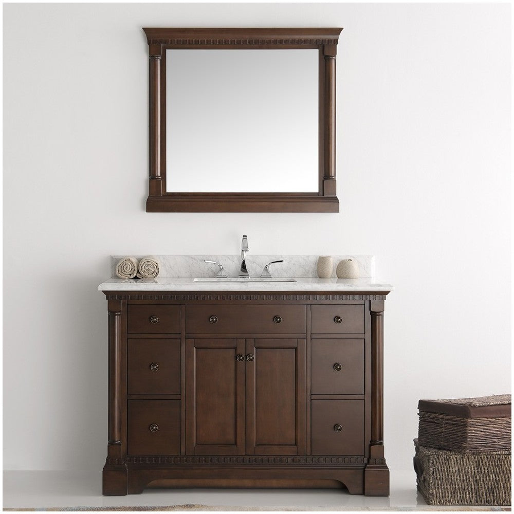 Fresca Kingston 49" Antique Coffee Traditional Bathroom Vanity w/ Mirror