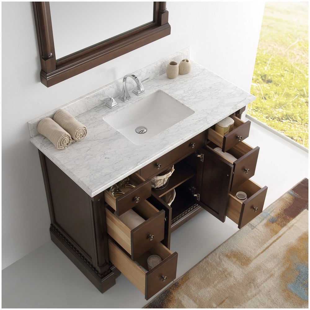 Fresca Kingston 49" Antique Coffee Traditional Bathroom Vanity w/ Mirror