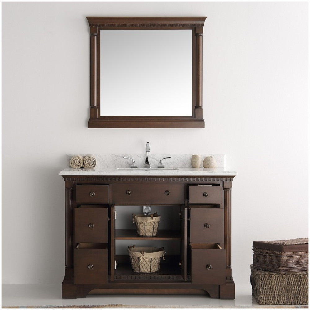 Fresca Kingston 49" Antique Coffee Traditional Bathroom Vanity w/ Mirror