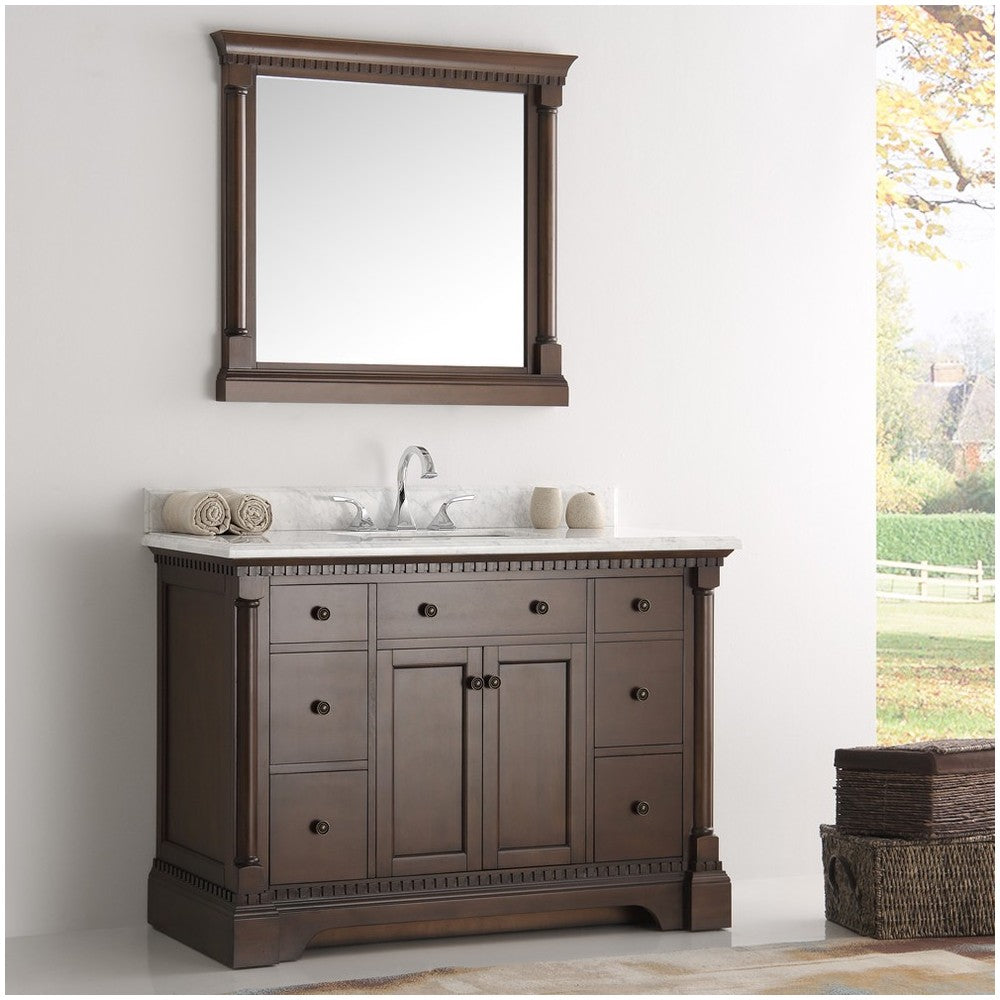 Fresca Kingston 49" Antique Coffee Traditional Bathroom Vanity w/ Mirror