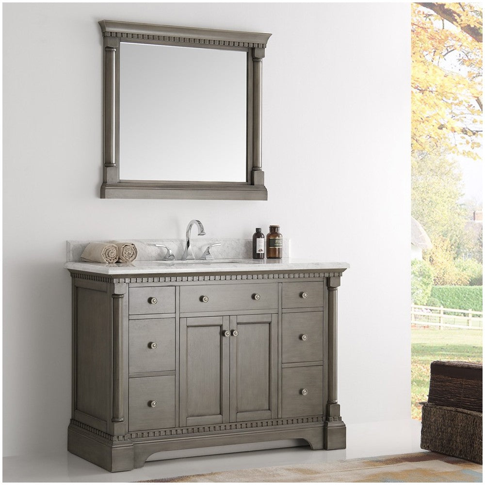 Fresca Kingston 49" Antique Silver Traditional Bathroom Vanity w/ Mirror