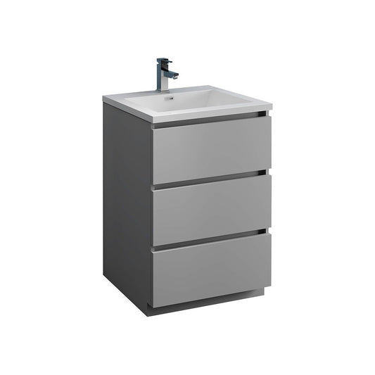 Fresca Lazzaro 24" Gray Free Standing Modern Bathroom Cabinet w/ Integrated Sink