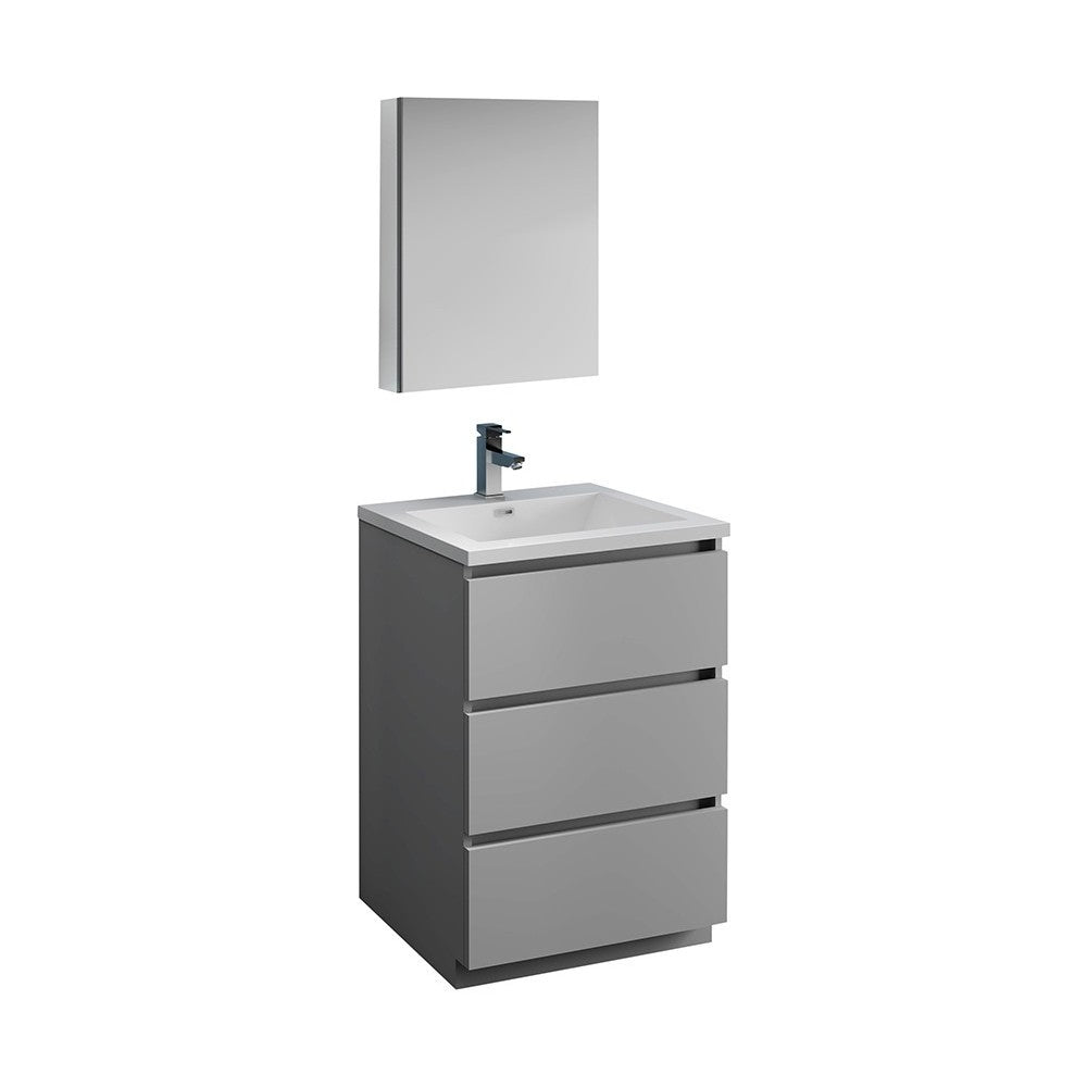 Fresca Lazzaro 24" Gray Free Standing Modern Bathroom Vanity w/ Medicine Cabinet