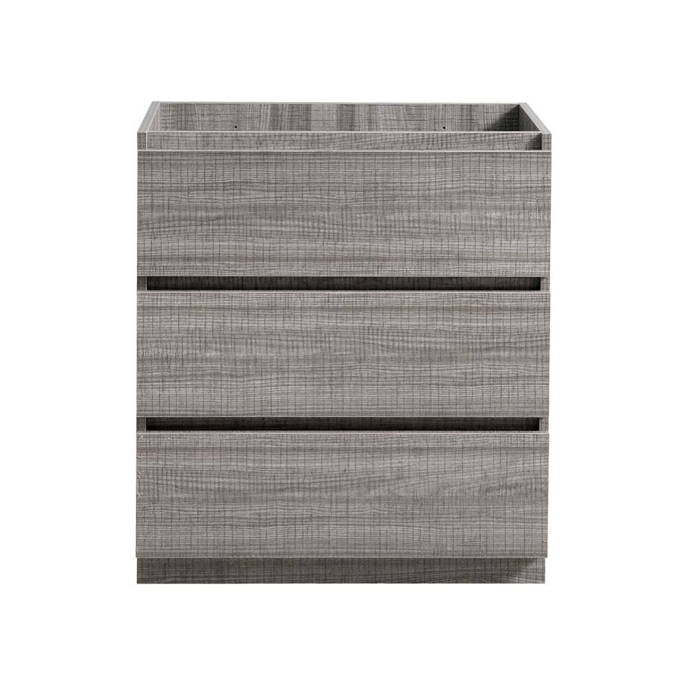 Fresca Lazzaro 30" Glossy Ash Gray Free Standing Modern Bathroom Cabinet