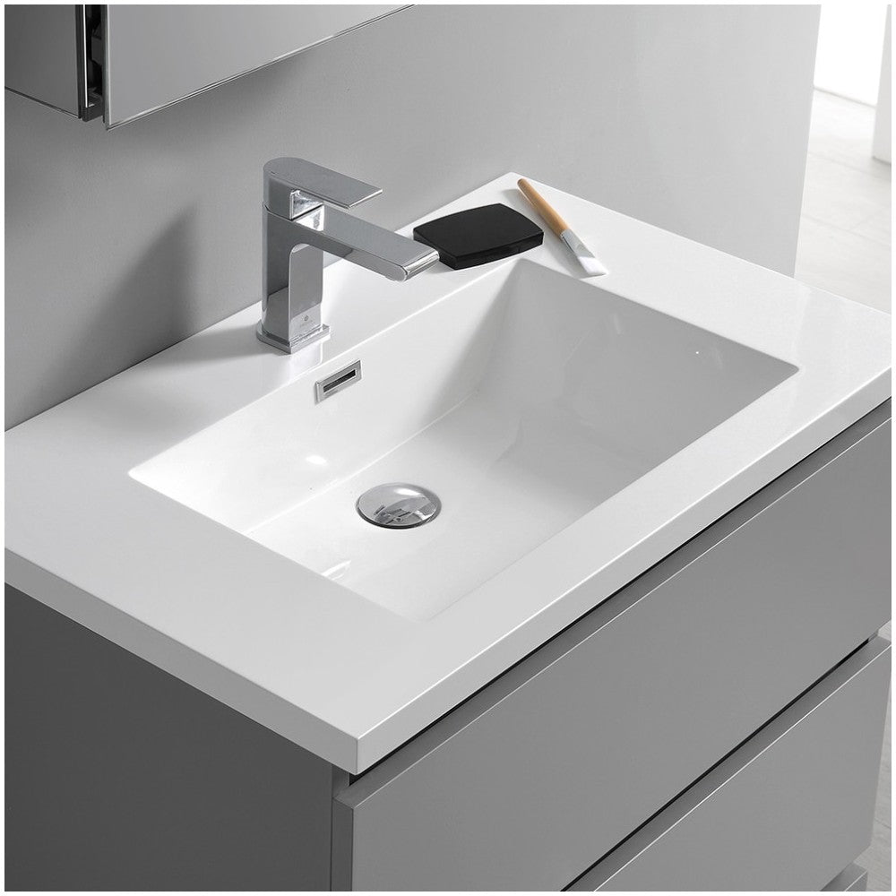 Fresca Lazzaro 30" Gray Free Standing Modern Bathroom Vanity w/ Medicine Cabinet