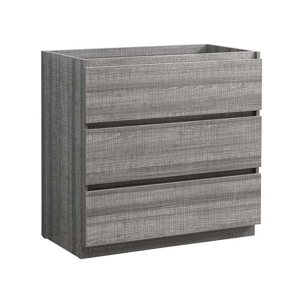 Fresca Lazzaro 36" Glossy Ash Gray Free Standing Modern Bathroom Cabinet