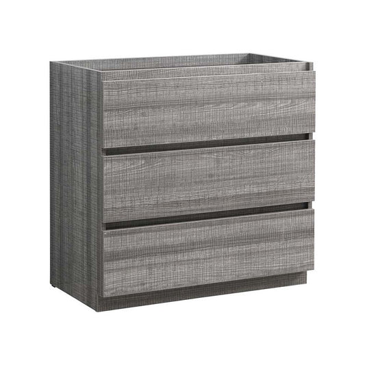 Fresca Lazzaro 36" Glossy Ash Gray Free Standing Modern Bathroom Cabinet
