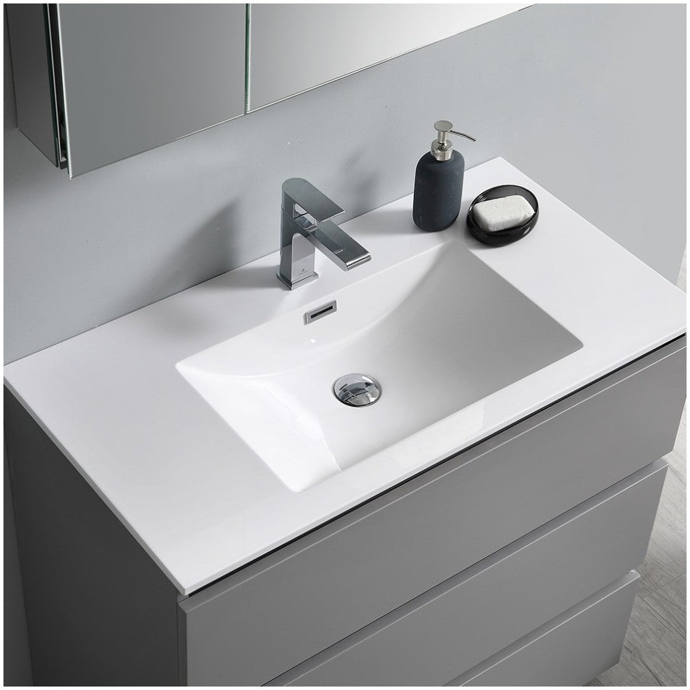 Fresca Lazzaro 36" Gray Free Standing Modern Bathroom Vanity w/ Medicine Cabinet