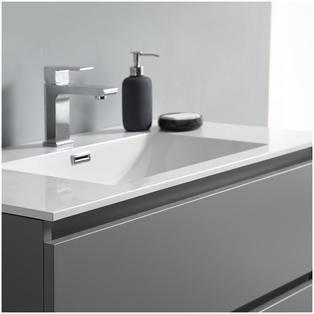 Fresca Lazzaro 36" Gray Free Standing Modern Bathroom Vanity w/ Medicine Cabinet