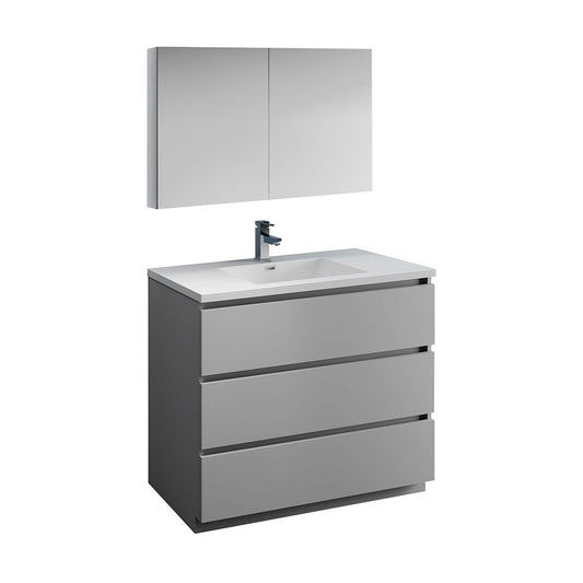 Fresca Lazzaro 42" Gray Free Standing Modern Bathroom Vanity w/ Medicine Cabinet
