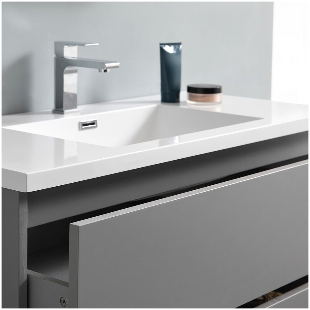 Fresca Lazzaro 42" Gray Free Standing Modern Bathroom Vanity w/ Medicine Cabinet
