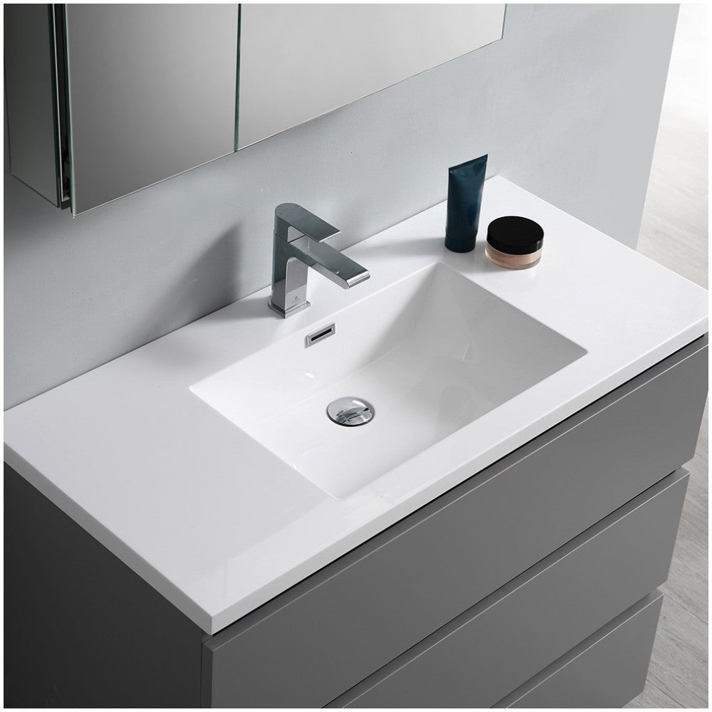 Fresca Lazzaro 42" Gray Free Standing Modern Bathroom Vanity w/ Medicine Cabinet
