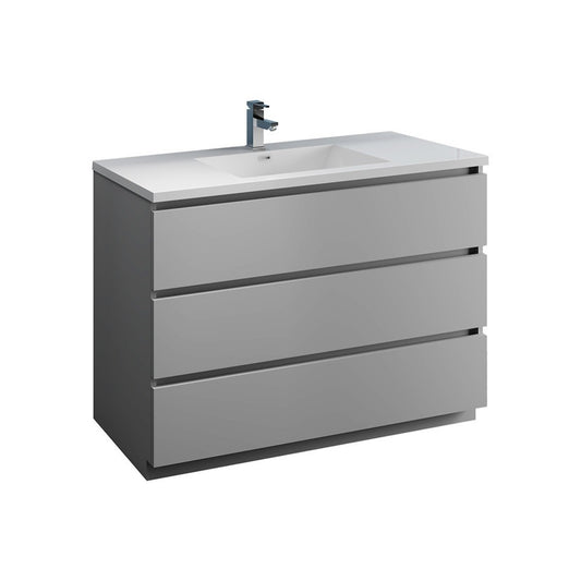 Fresca Lazzaro 48" Gray Free Standing Modern Bathroom Cabinet w/ Integrated Sink